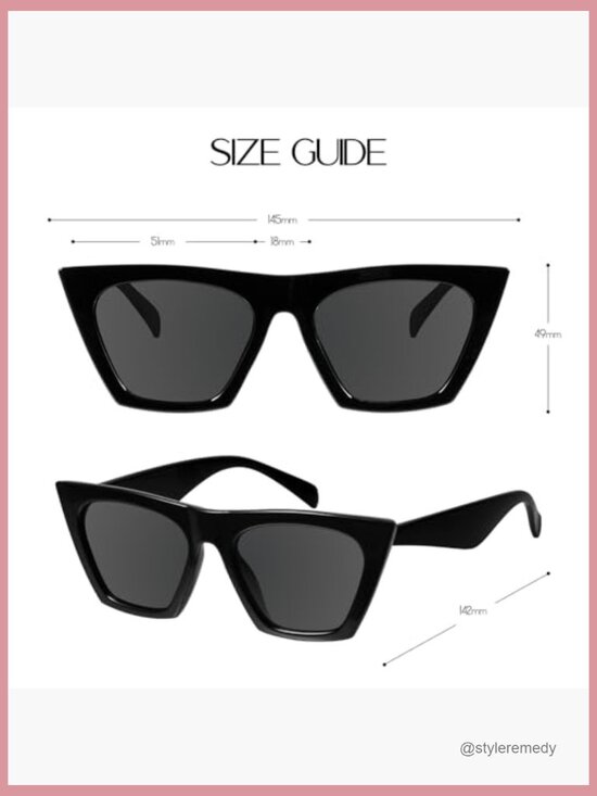 Square Cat Eye Sunglasses with UV400 Protection Lightweight Plastic Frame